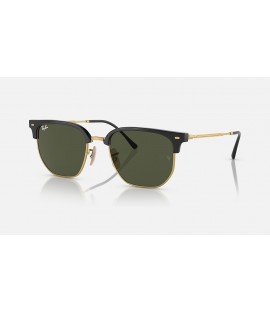 Ray-Ban New Clubmaster Sunglasses Black On Gold and Green RB4416