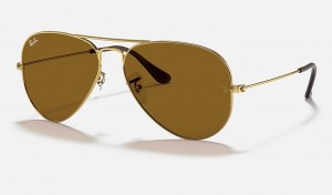 Ray-Ban Aviator Classic Sunglasses Gold and Brown RB3025
