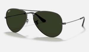 Ray-Ban Aviator Classic Sunglasses Gunmetal and Green RB3025