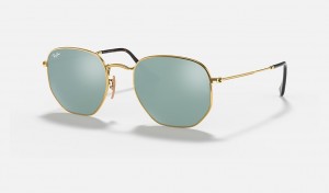 Ray-Ban Hexagonal Flat Lenses Sunglasses Gold and Silver RB3548