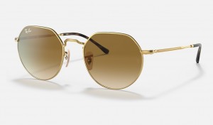 Ray-Ban Jack Sunglasses Gold and Light Brown RB3565