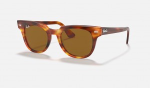 Ray-Ban Meteor Classic Sunglasses Striped Havana and Brown RB2168