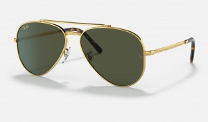 Ray-Ban New Aviator Sunglasses Gold and Green RB3625