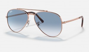Ray-Ban New Aviator Sunglasses Rose Gold and Blue RB3625