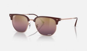 Ray-Ban New Clubmaster Sunglasses Bordeaux On Rose Gold and Gold/Red RB4416