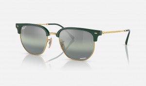 Ray-Ban New Clubmaster Sunglasses Green On Gold and Silver/Green RB4416