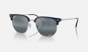 Ray-Ban New Clubmaster Sunglasses Blue On Silver and Silver/Blue RB4416