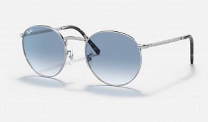 Ray-Ban New Round Sunglasses Silver and Blue RB3637