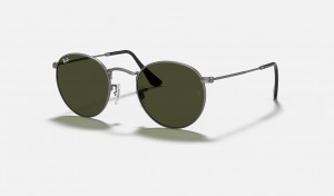 Ray-Ban Round Metal Sunglasses Gunmetal and Green RB3447
