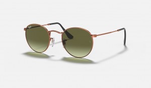 Ray-Ban Round Metal Sunglasses Bronze-Copper and Green RB3447