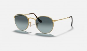 Ray-Ban Round Metal Sunglasses Gold and Blue RB3447
