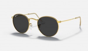 Ray-Ban Round Metal Sunglasses Gold and Black RB3447
