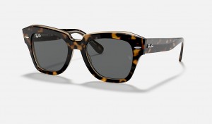 Ray-Ban State Street Sunglasses Havana On Transparent Brown and Dark Grey RB2186