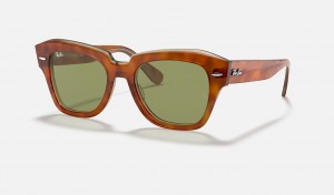 Ray-Ban State Street Sunglasses Havana On Transparent Beige and Light Green RB2186