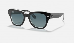 Ray-Ban State Street Sunglasses Black On Transparent and Blue RB2186