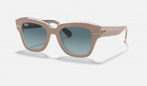 Ray-Ban State Street Sunglasses Beige On Transparent and Blue RB2186