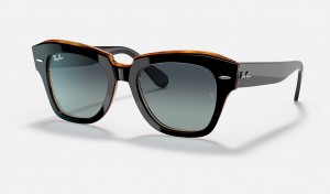 Ray-Ban State Street Sunglasses Black On Brown and Grey/Blue RB2186