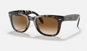 Ray-Ban Wayfarer Folding Classic Sunglasses Light Havana and Light Brown RB4105